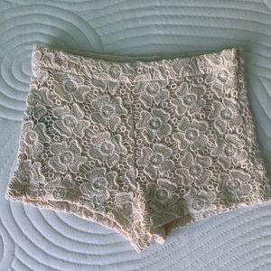 High waisted crocheted shorts.